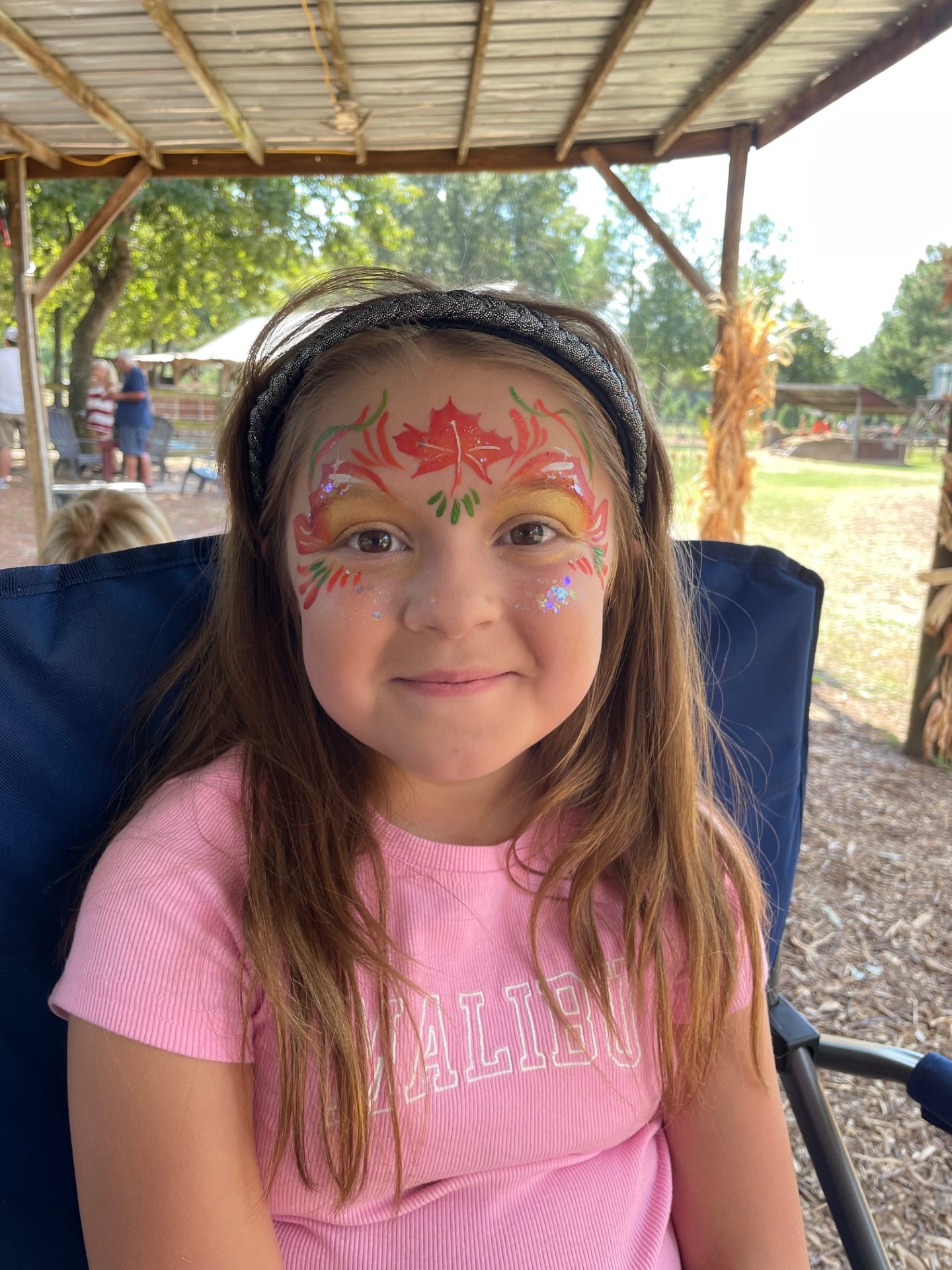 blue flowers face paint